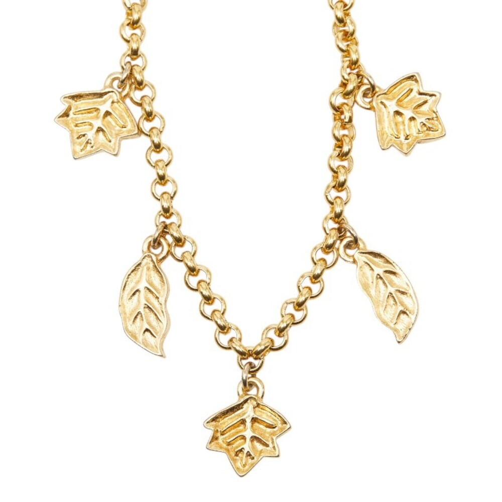Celine Leaf Motif Chain Necklace, Gold Plated, Women's - Picture 2 of 5